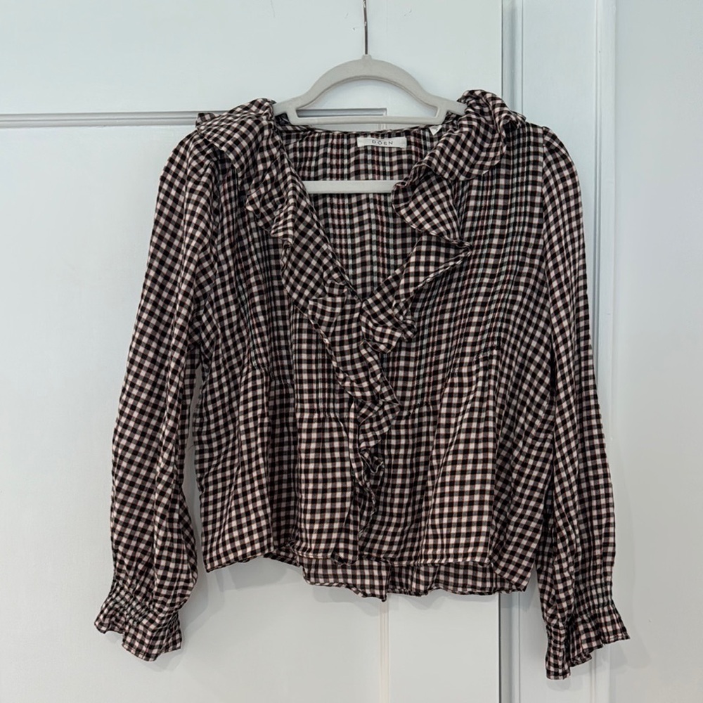 Doên Plaid Ruffle Blouse